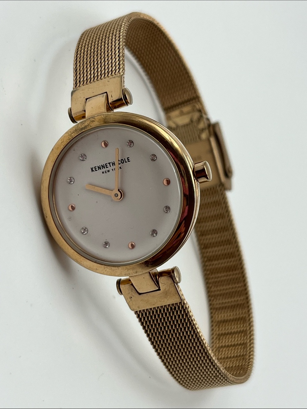 Kenneth Cole Women's Gold Mesh Bracelet Watch with White Dial